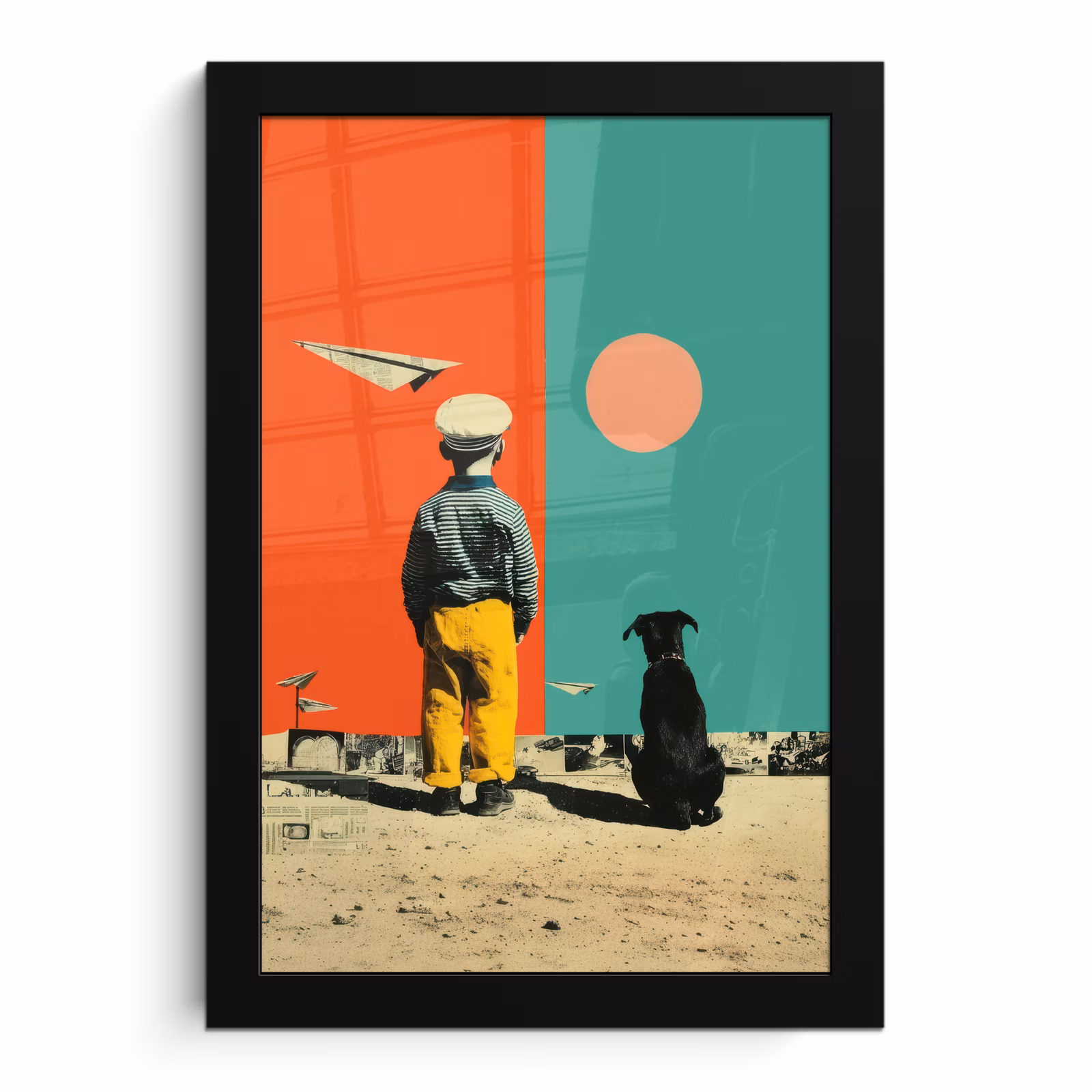 Bilder mit Rahmen - Retro - Junge - Hund - Rot - Grün — 1