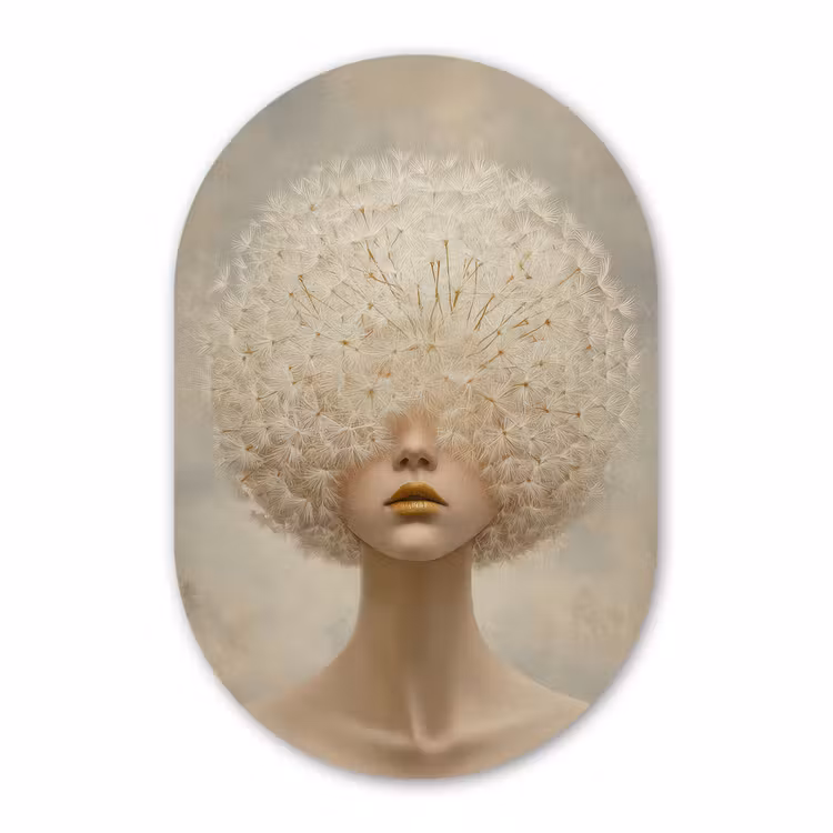 Forexbild Oval - Dreamy - Beige - Löwenzahnsamen — 1