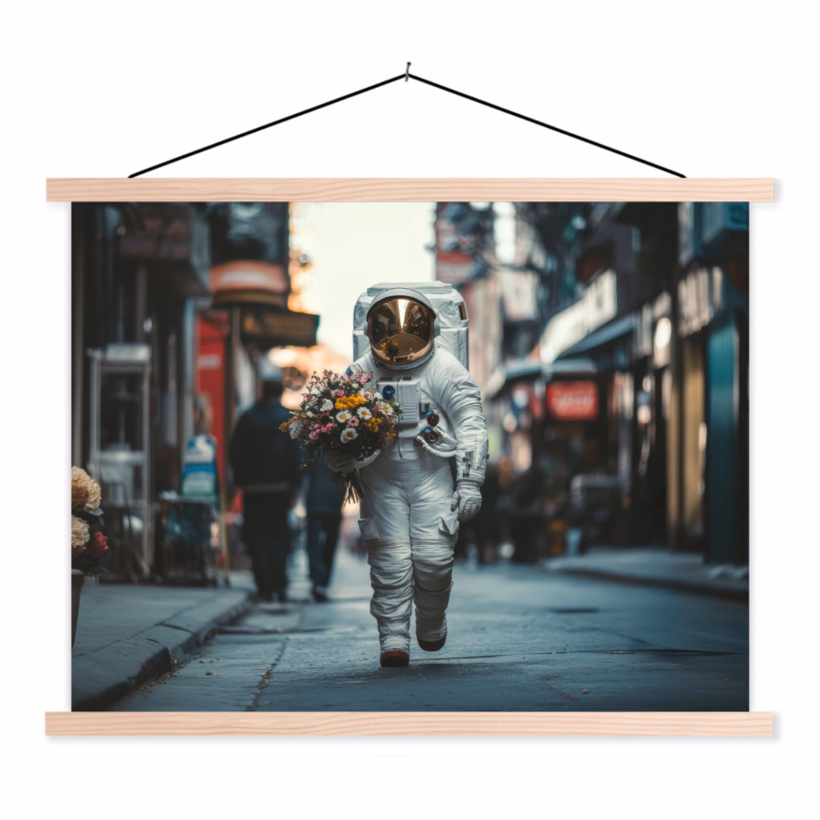 Stoffbild - Blumenstrauß - Blumen - Bunt - Astronaut — 1