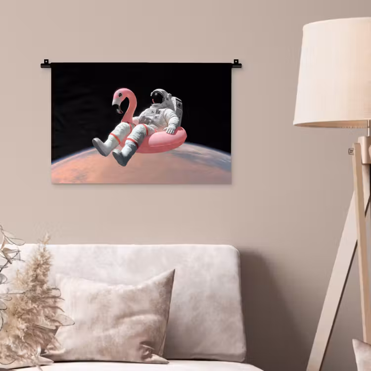 Wandteppich - Astronaut - Flamingo - Schwimmband - Rosa — 2
