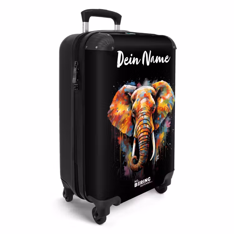 Koffer mit Name - Elefant mit bunten Spritzern verziert — 2