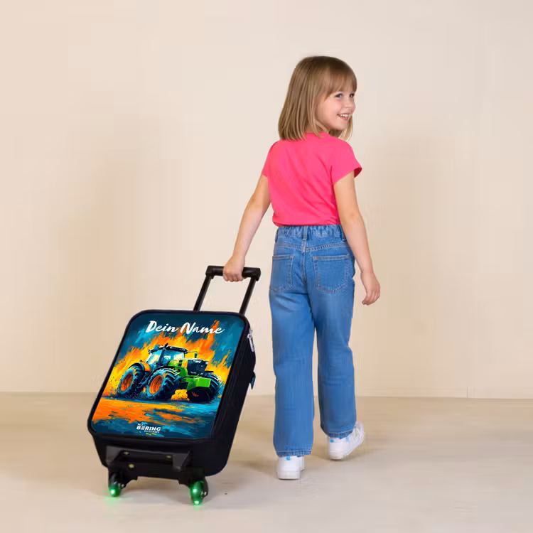 Kinderkoffer mit Name - Abstrakt - Traktor - Grün — 3