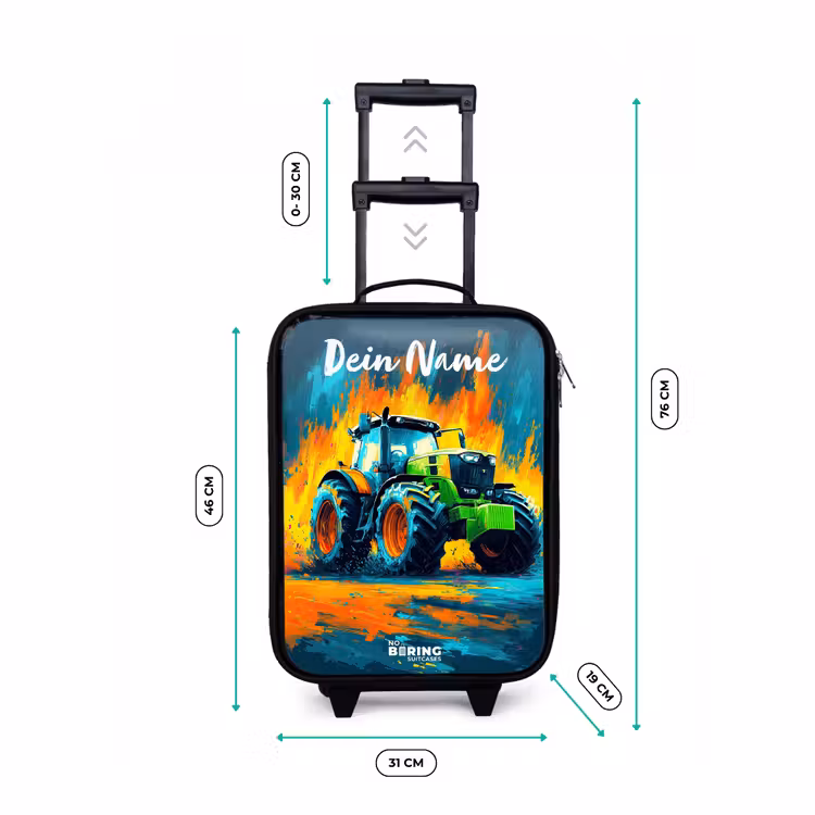 Kinderkoffer mit Name - Abstrakt - Traktor - Grün — 7