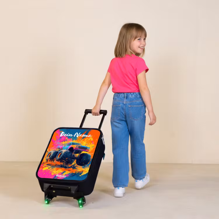 Kinderkoffer mit Name - Monstertruck - Abstrakt - Farbspritzer - Farbenfroh — 3