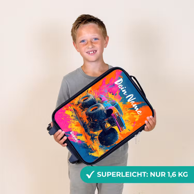 Kinderkoffer mit Name - Monstertruck - Abstrakt - Farbspritzer - Farbenfroh — 6