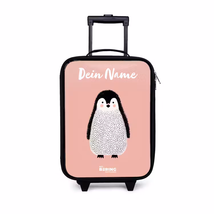 Kinderkoffer mit Name - Pinguin - Punkte - Rosa - Minimalistisch — 1