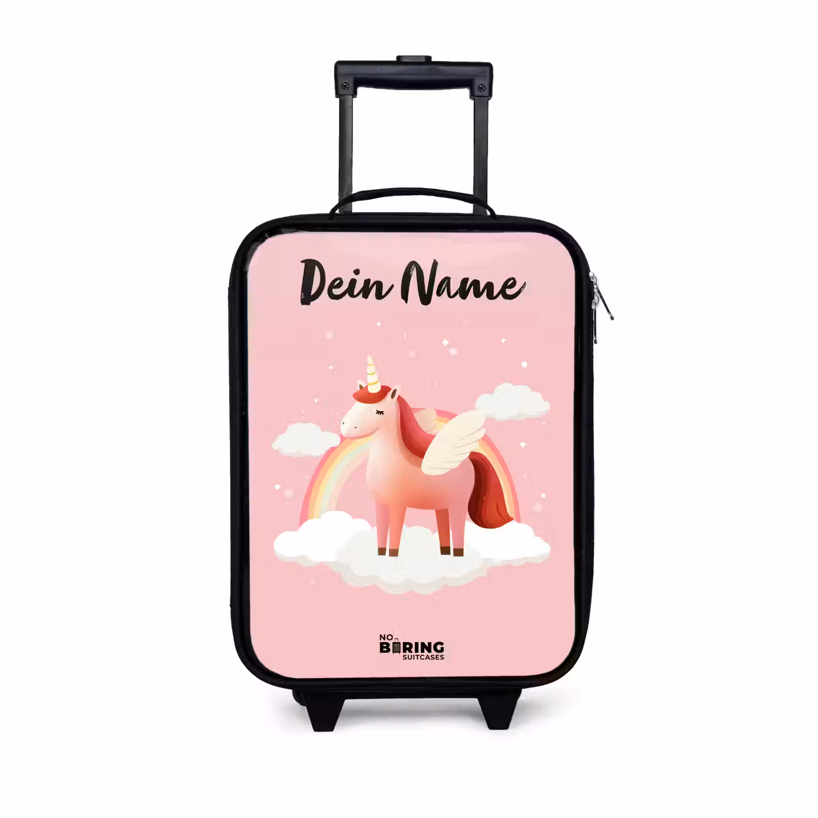 Kinderkoffer mit Name - Einhorn - Flügel - Rosa - Regenbogen — 1