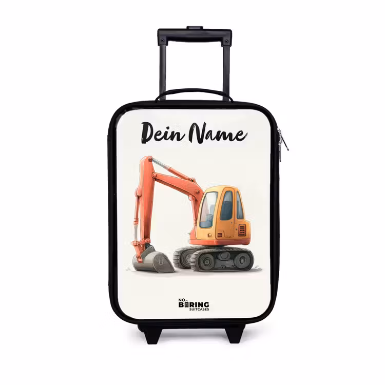 Kinderkoffer mit Name - Bagger - Signiert - Orange — 1