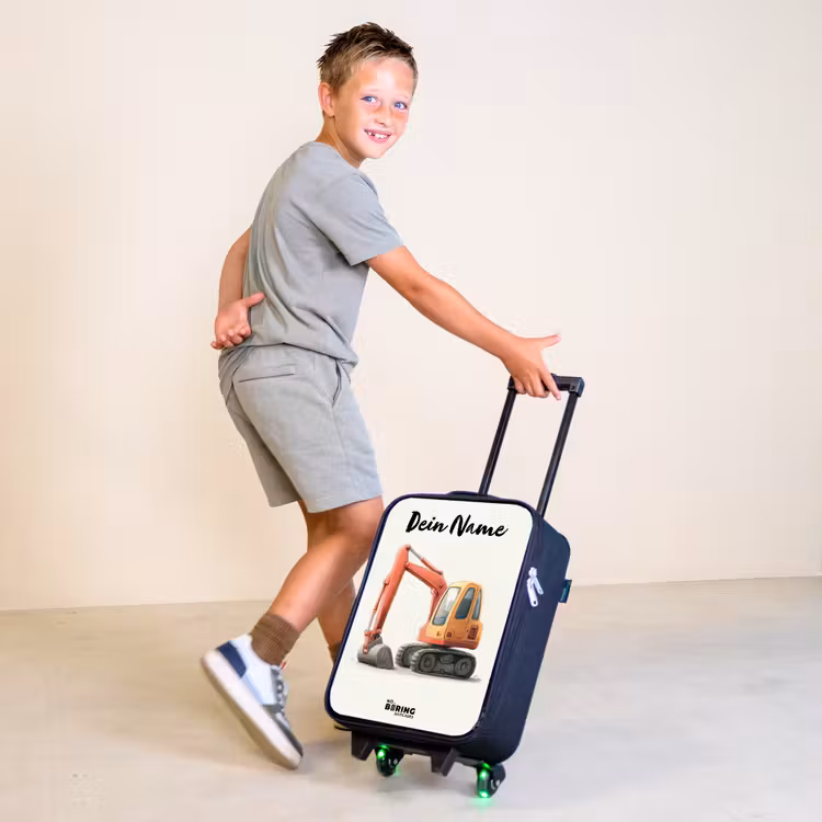 Kinderkoffer mit Name - Bagger - Signiert - Orange — 2
