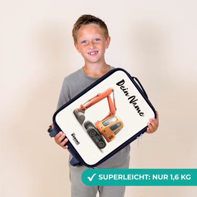 Kinderkoffer mit Name - Bagger - Signiert - Orange — 6