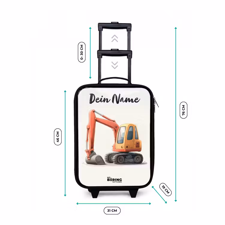 Kinderkoffer mit Name - Bagger - Signiert - Orange — 7