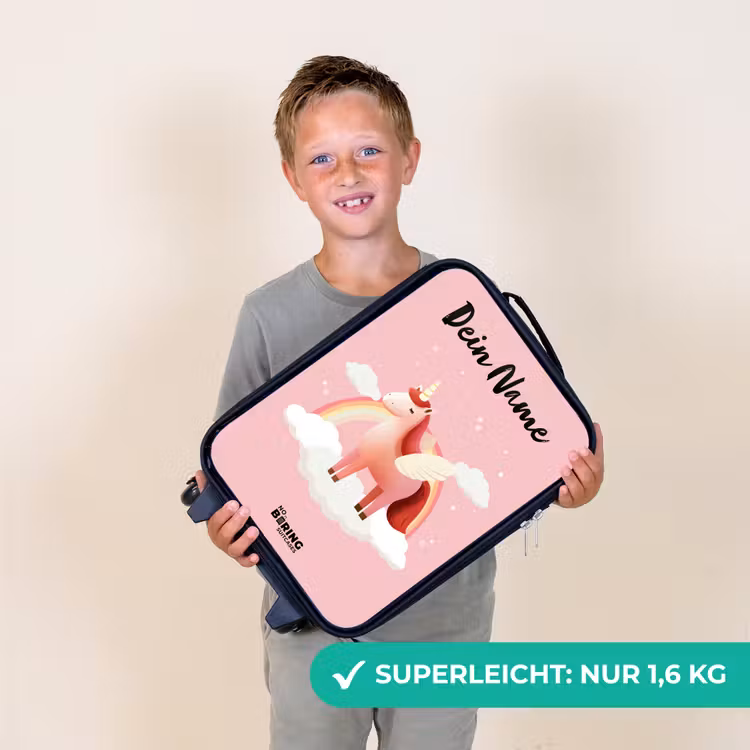 Kinderkoffer mit Name - Einhorn - Flügel - Rosa - Regenbogen — 6