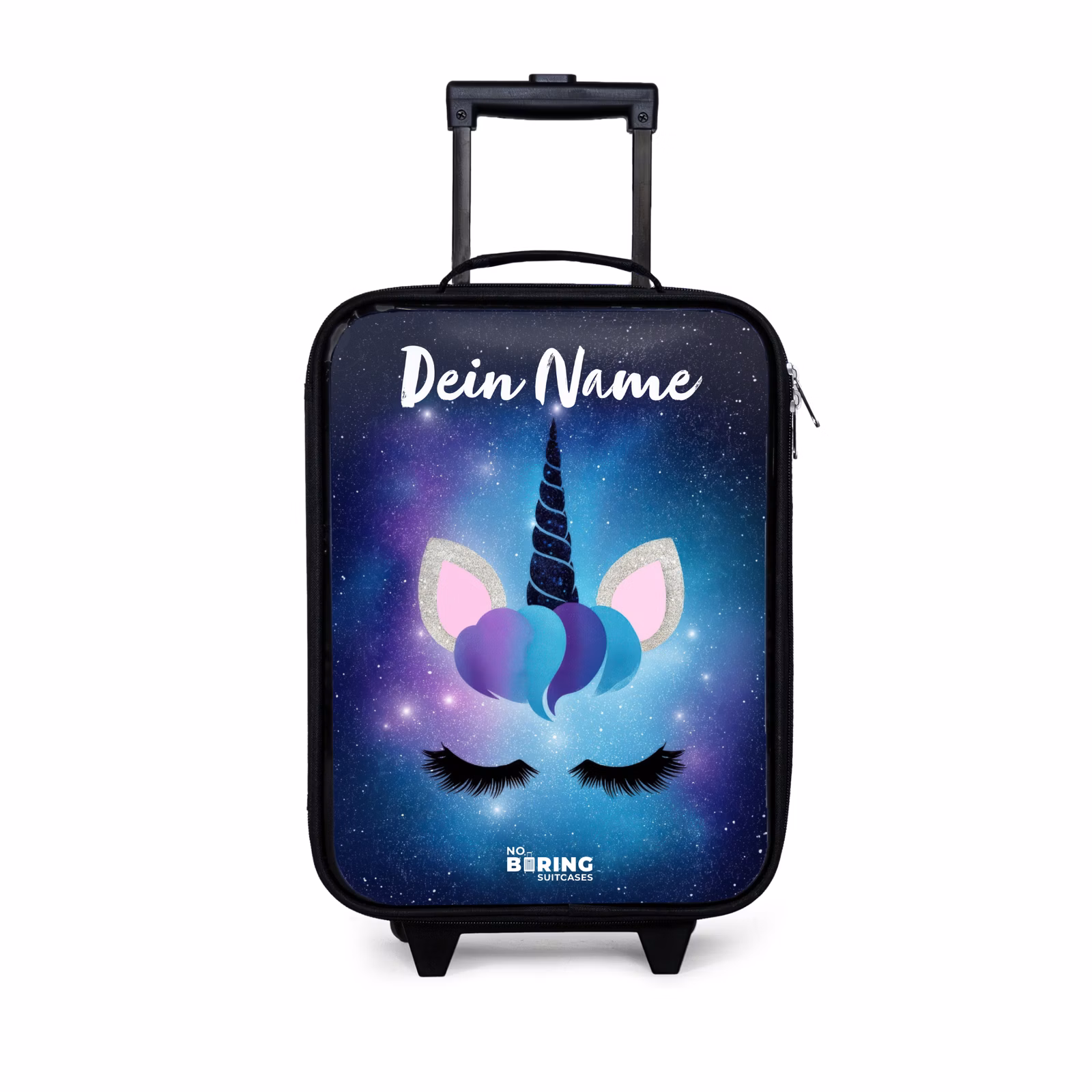 Kinderkoffer mit Name - Einhorn - Sterne - Blau — 1