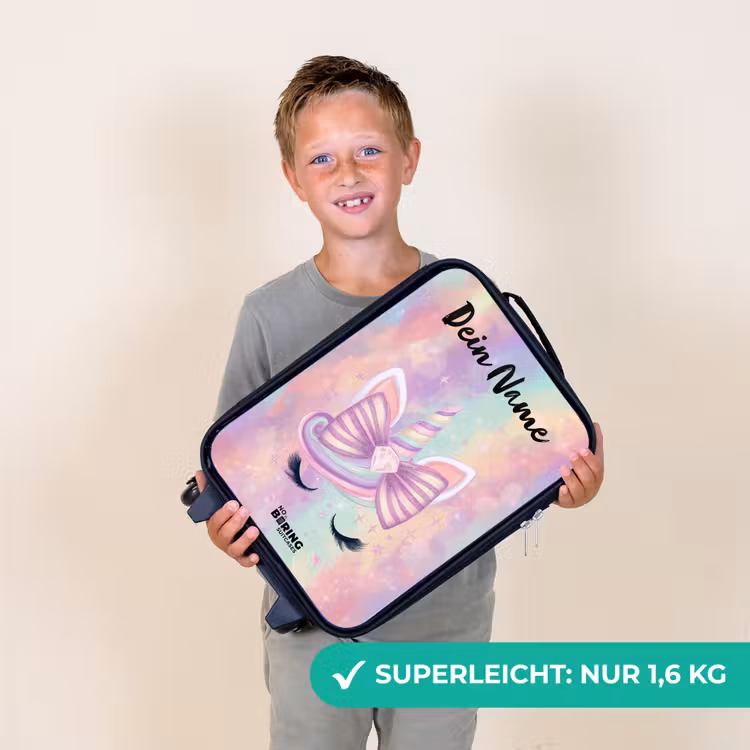 Kinderkoffer mit Name - Einhorn - Glitzer - Regenbogen - Pastell — 6