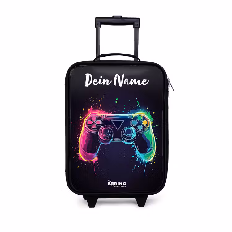 Kinderkoffer mit Name - Neon - Controller - Farbspritzer - Spiel — 1