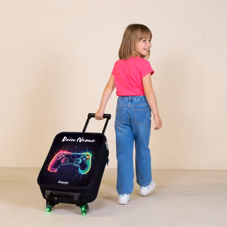 Kinderkoffer mit Name - Neon - Controller - Farbspritzer - Spiel — 3