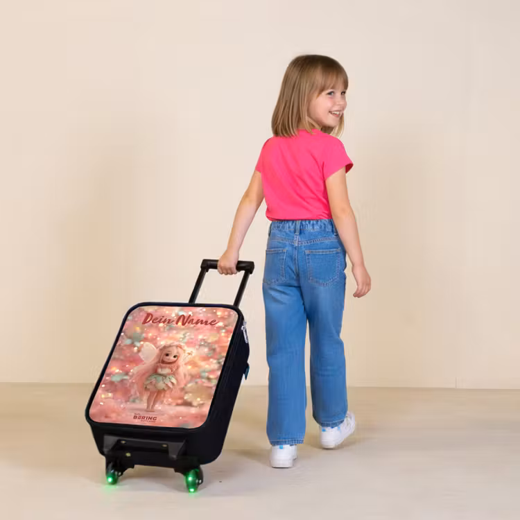 Kinderkoffer mit Name - Blumenfee in rosa Märchenwelt — 3