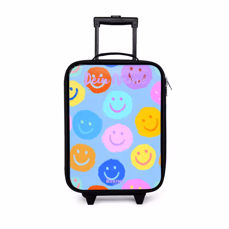 Kinderkoffer mit Name - Heiteres Muster von Smileys — 1
