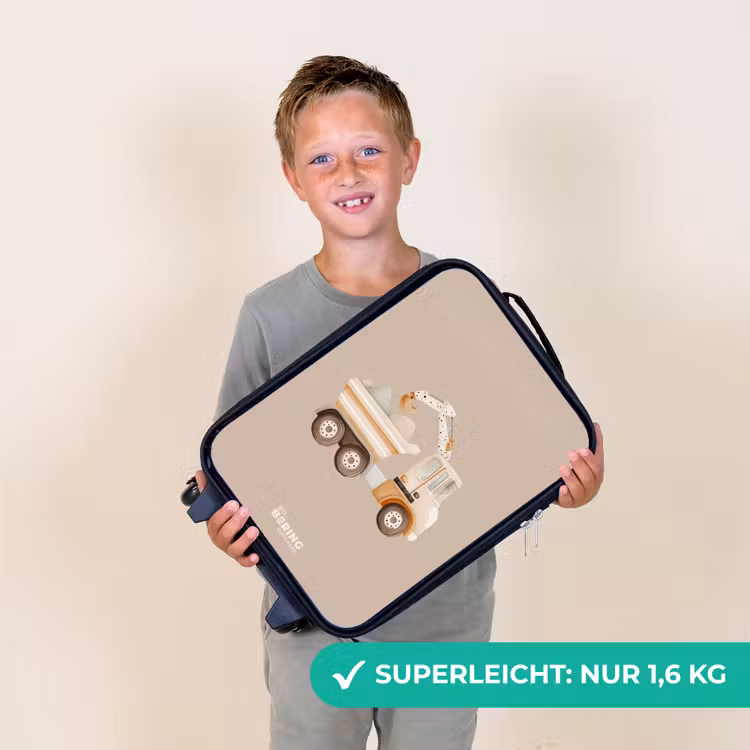 Kinderkoffer - Gelber Kipplaster in neutralen Farben — 6