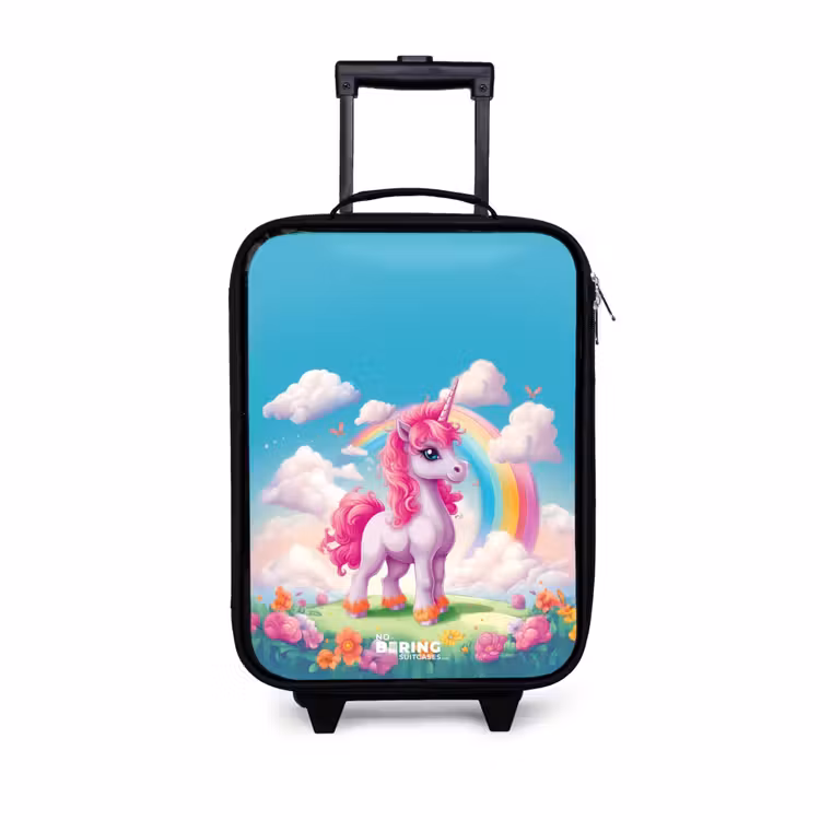 Kinderkoffer - Fröhliches Einhorn auf einem Regenbogen — 1