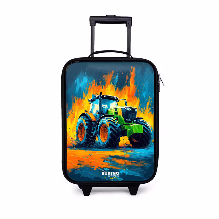 Kinderkoffer - Traktor - Grün - Abstrakt - Pinselstriche — 1