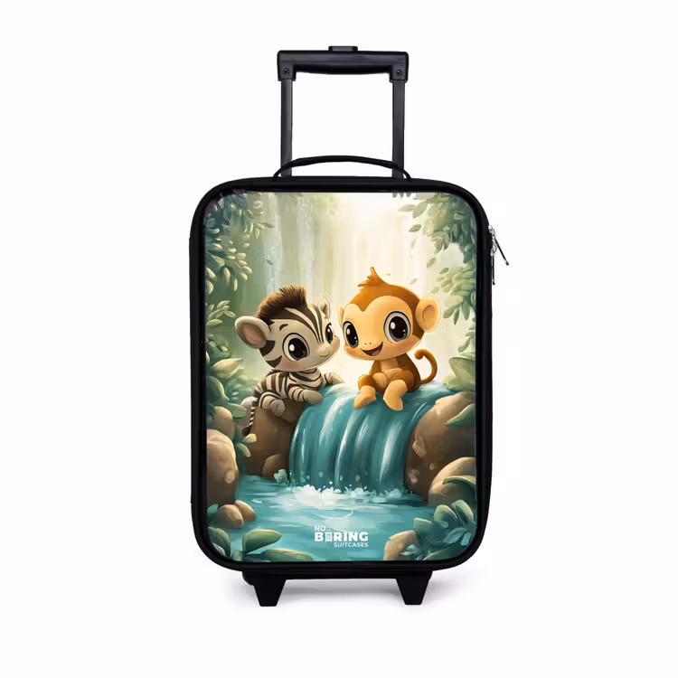 Kinderkoffer - Zebra - Affe - Wasserfall - Felsen — 1