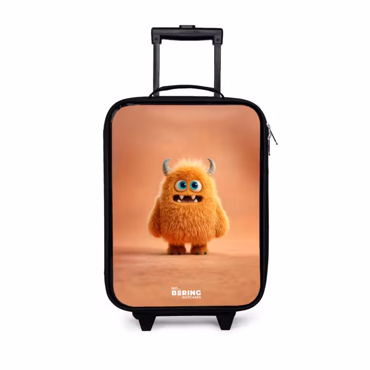 Kinderkoffer - Orangefarbenes flauschiges Monster mit Hörnern — 1