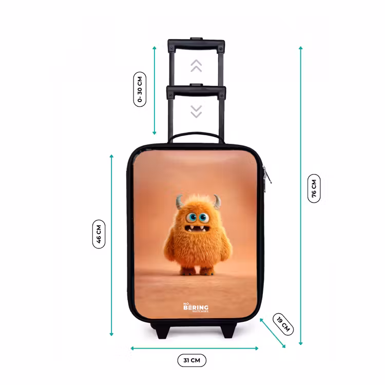 Kinderkoffer - Orangefarbenes flauschiges Monster mit Hörnern — 7