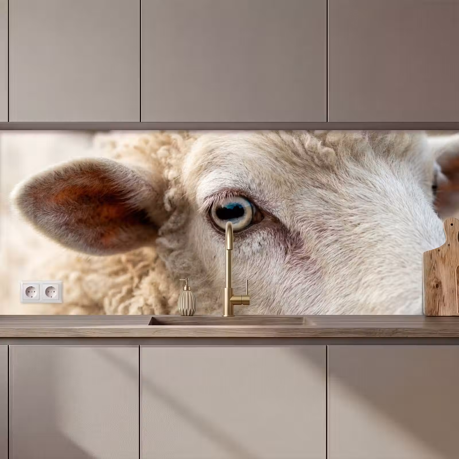 Küchenrückwand - Schaf - Auge - Weiß — 1