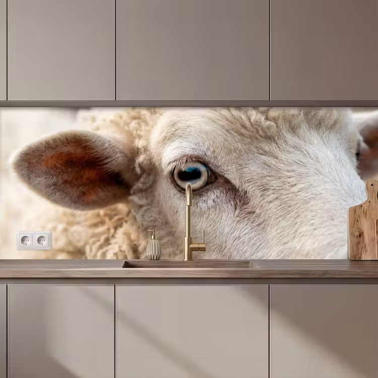 Küchenrückwand - Schaf - Auge - Weiß — 1