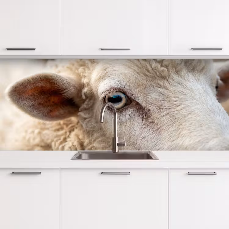 Küchenrückwand - Schaf - Auge - Weiß — 4