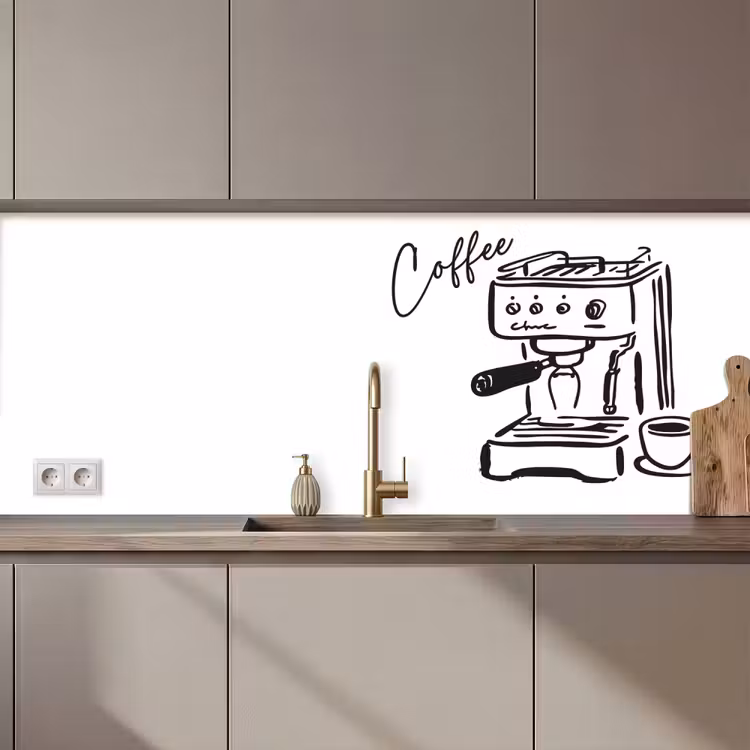 Küchenrückwand - Espressomaschine - Schwarz - Weiß — 1