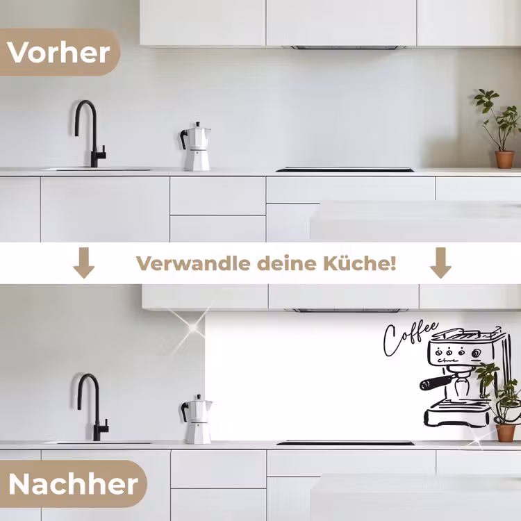 Küchenrückwand - Espressomaschine - Schwarz - Weiß — 3
