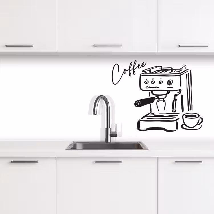 Küchenrückwand - Espressomaschine - Schwarz - Weiß — 4