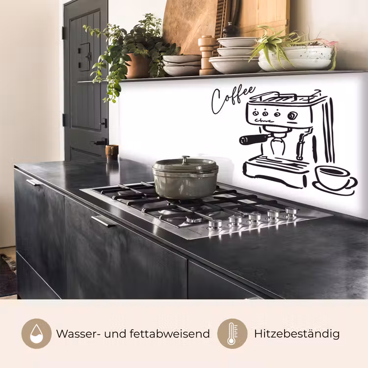 Küchenrückwand - Espressomaschine - Schwarz - Weiß — 5
