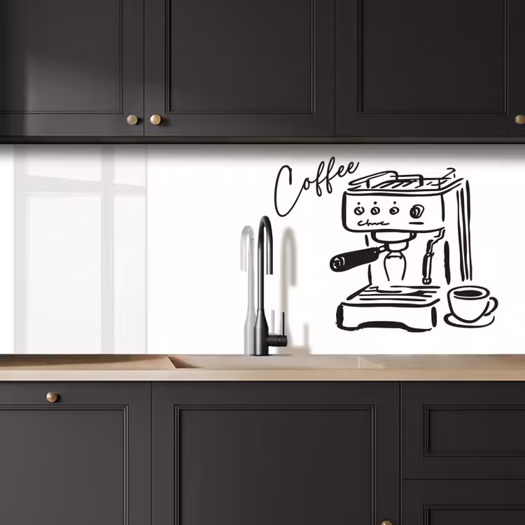 Küchenrückwand - Espressomaschine - Schwarz - Weiß — 6