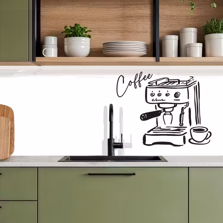 Küchenrückwand - Espressomaschine - Schwarz - Weiß — 8