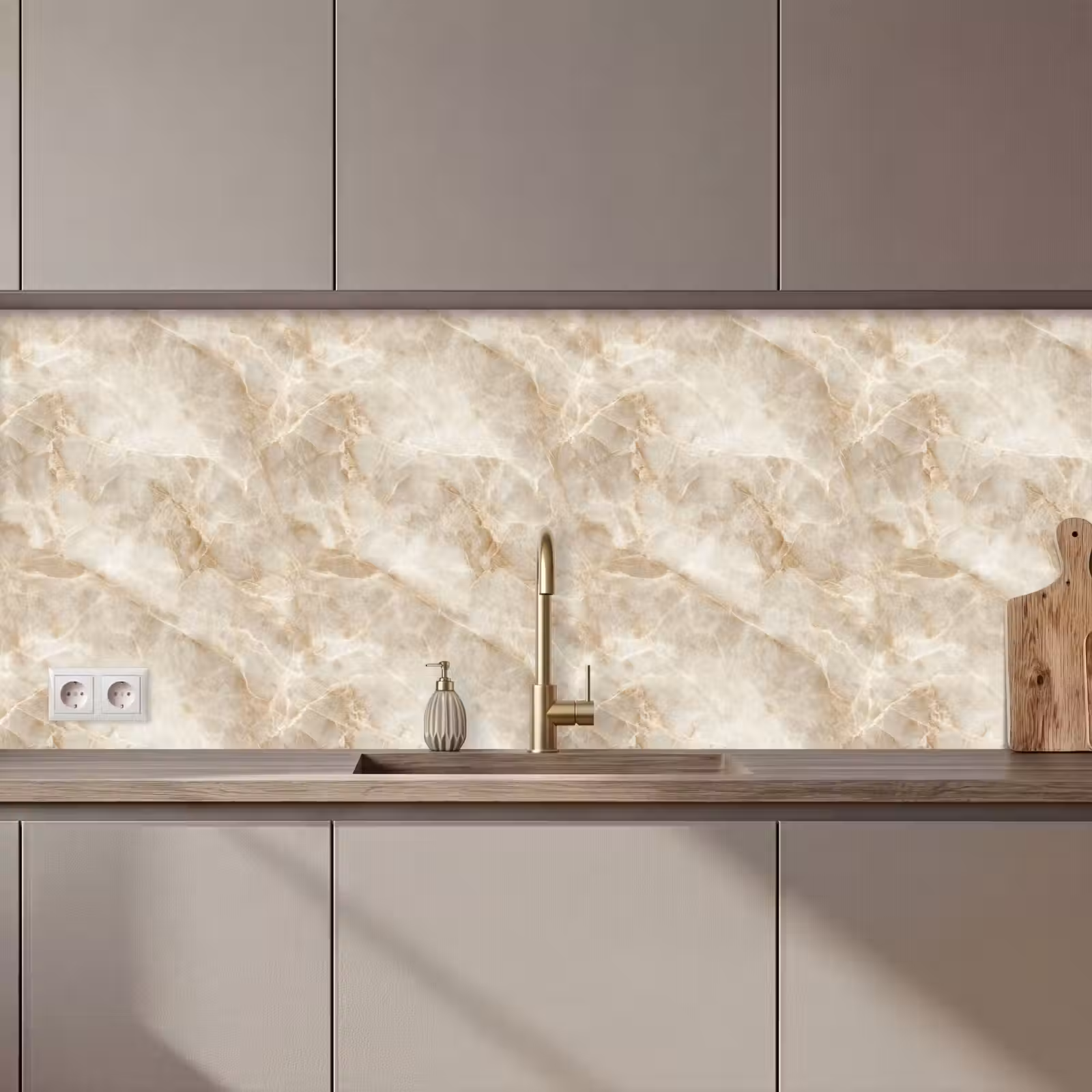Küchenrückwand - Hellbeige - Onyx - Dezent — 1