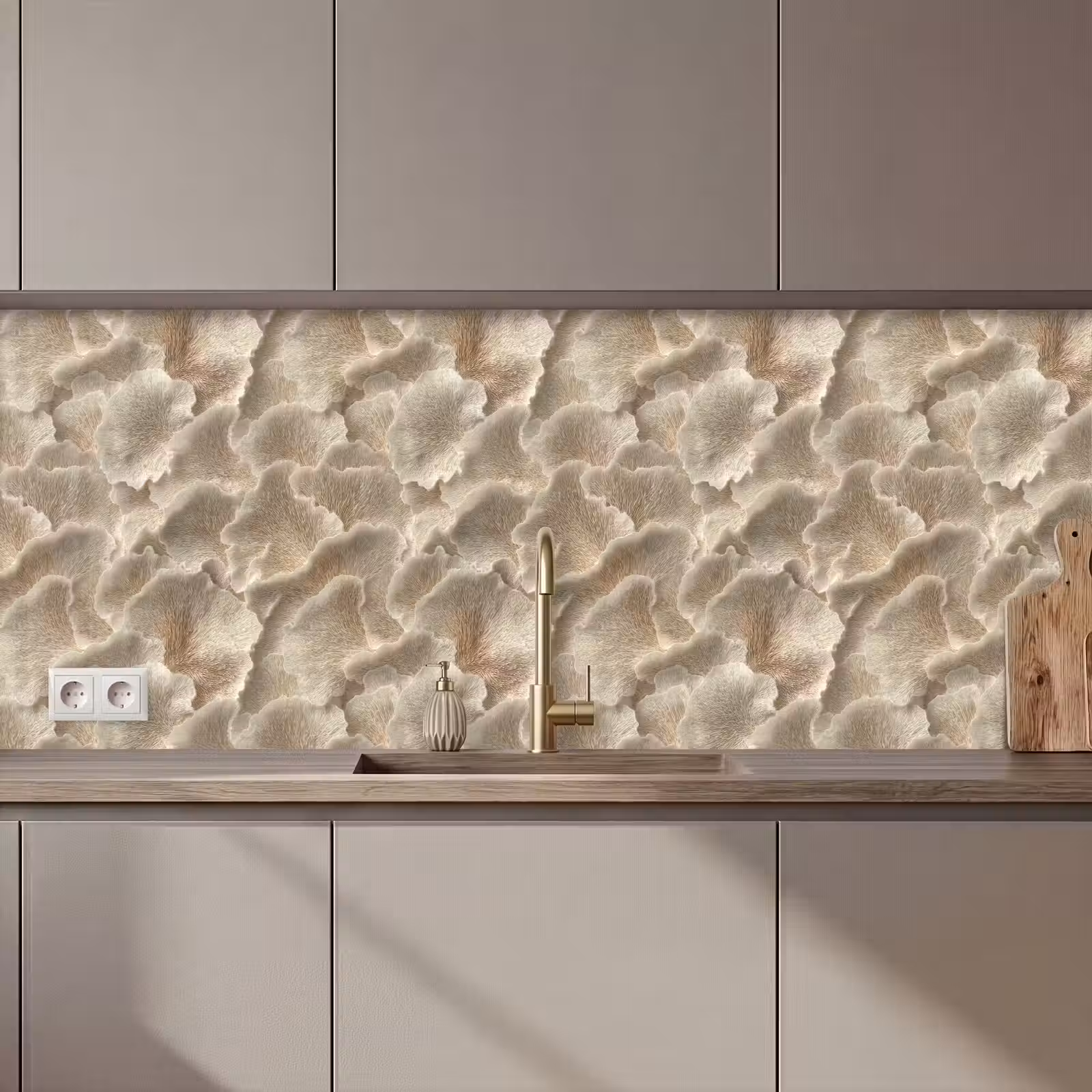 Küchenrückwand - Fächertexturen - Beige - Fasertextur — 1