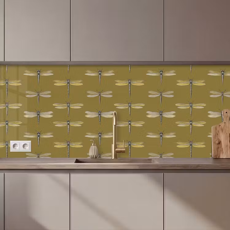 Küchenrückwand - Libellen - Muster - Grün — 1