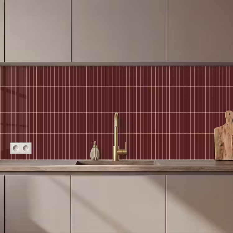 Küchenrückwand - Linien - Muster - Bordeaux — 1