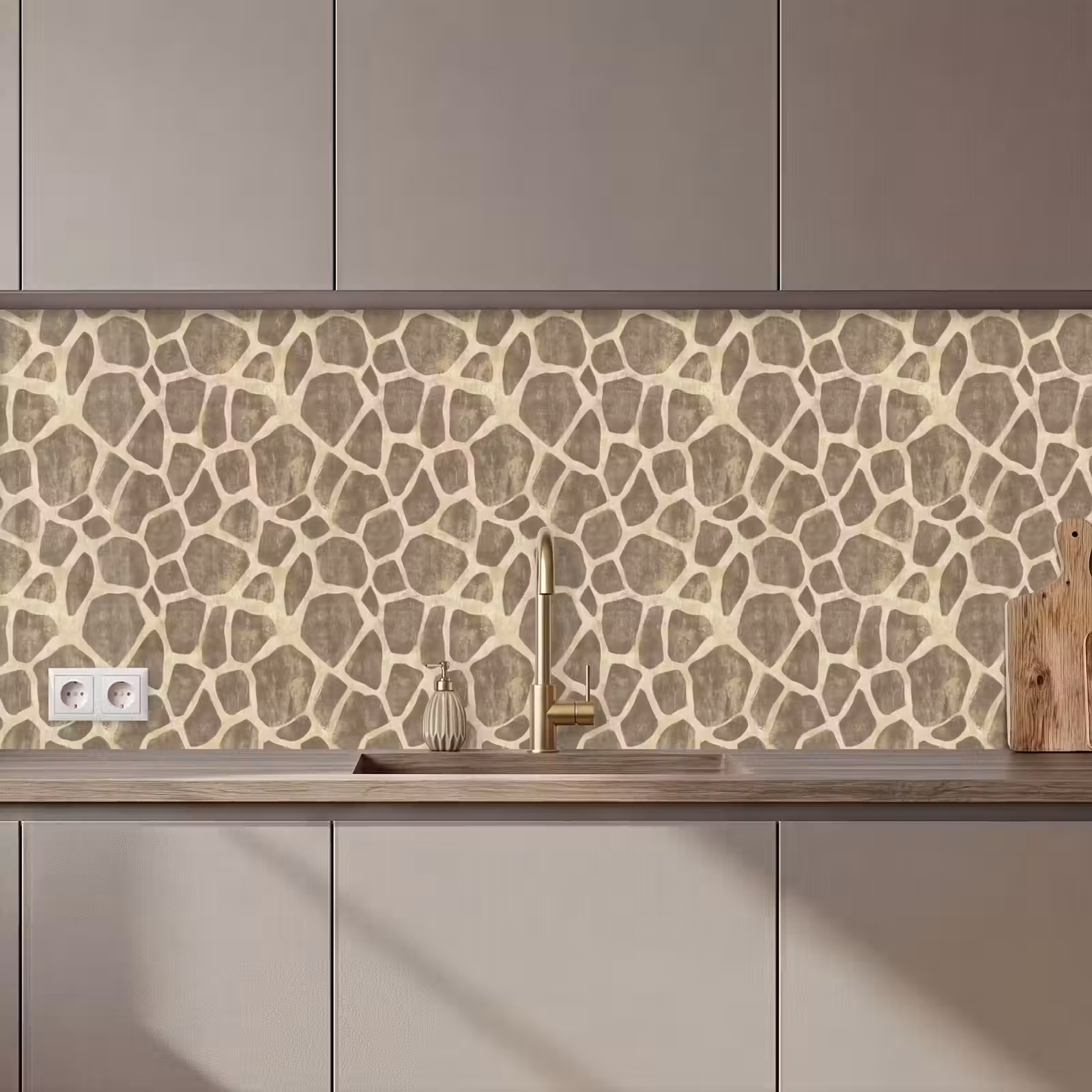 Küchenrückwand - Giraffe - Muster - Beige - Braun — 1