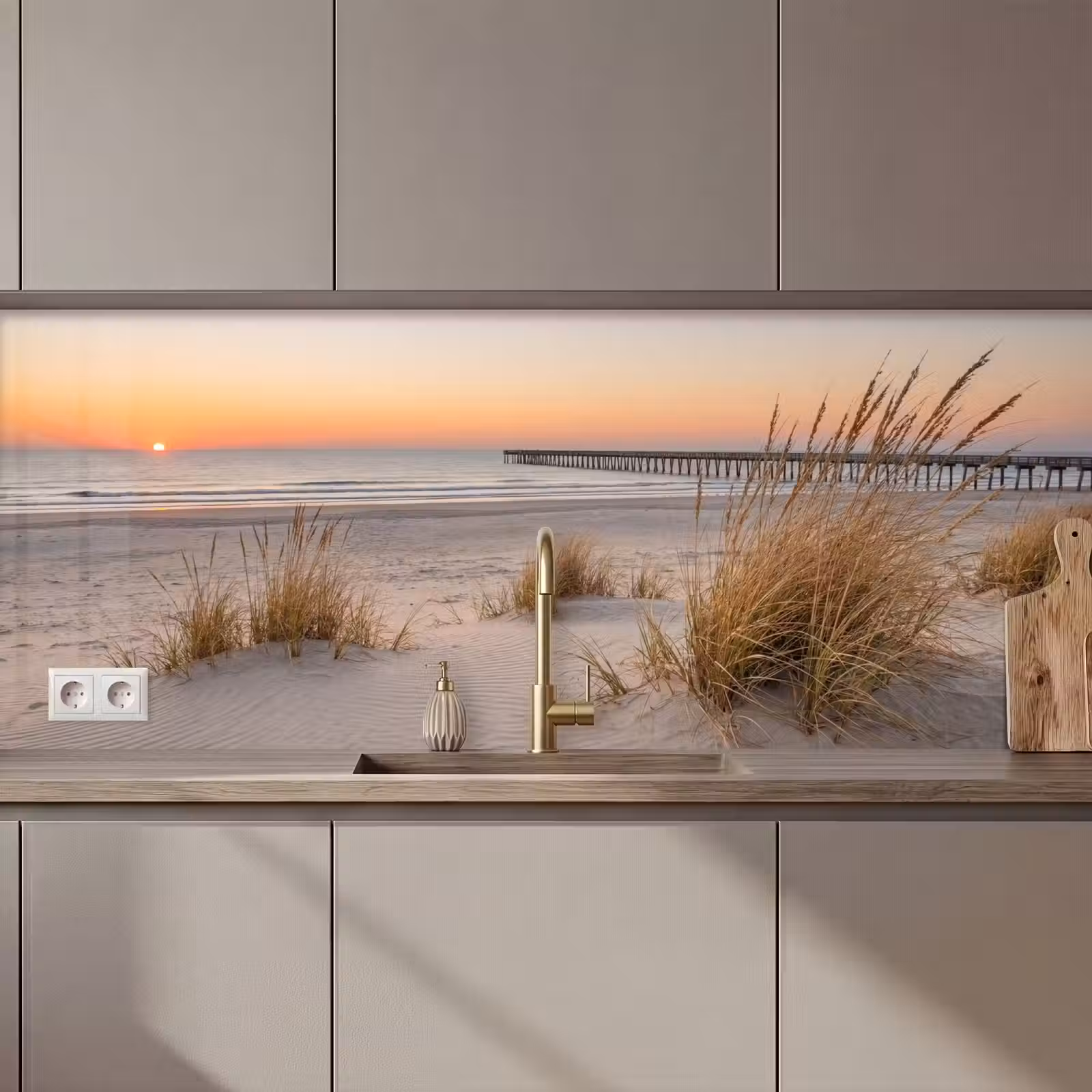 Küchenrückwand - Pier - Sonnenuntergang - Strand — 1