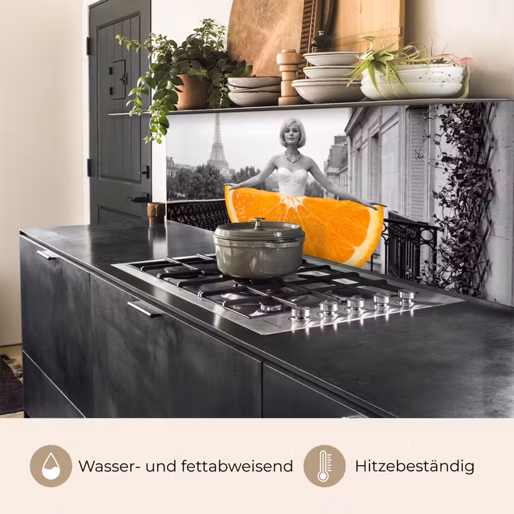 Küchenrückwand - Orange - Eiffelturm - Frau — 5