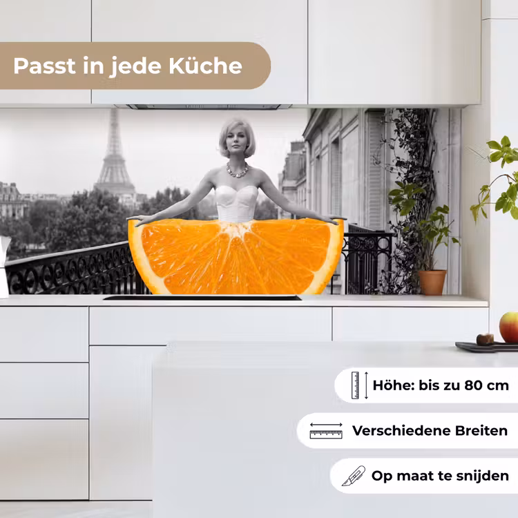 Küchenrückwand - Orange - Eiffelturm - Frau — 7