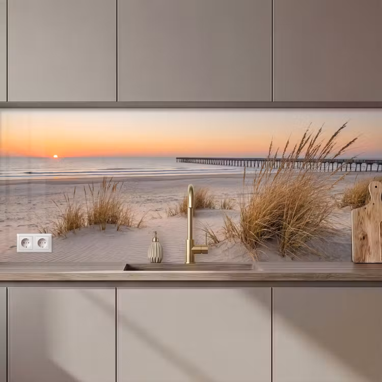 Küchenrückwand - Pier - Sonnenuntergang - Strand — 1