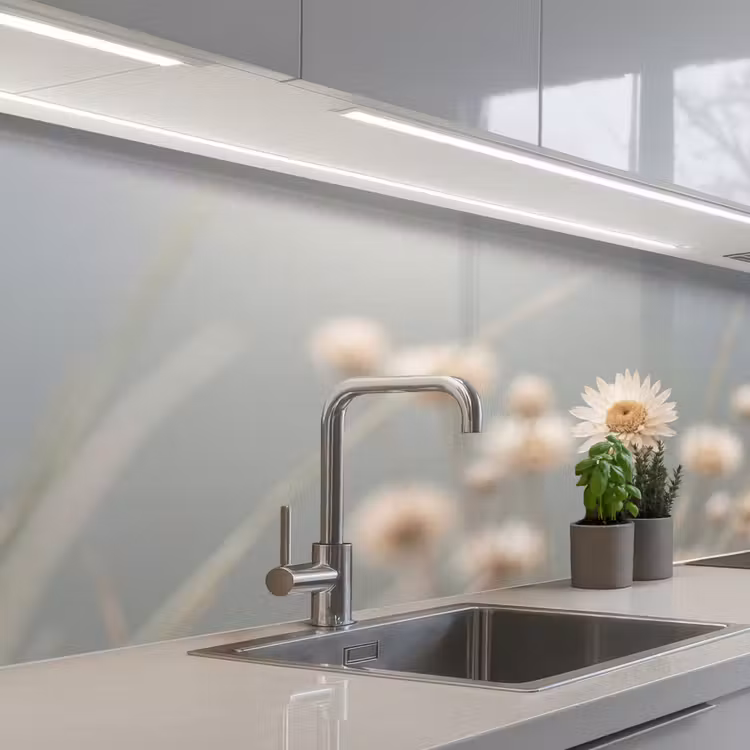 Küchenrückwand - Strohblumen - Weiß - Tageslicht — 2