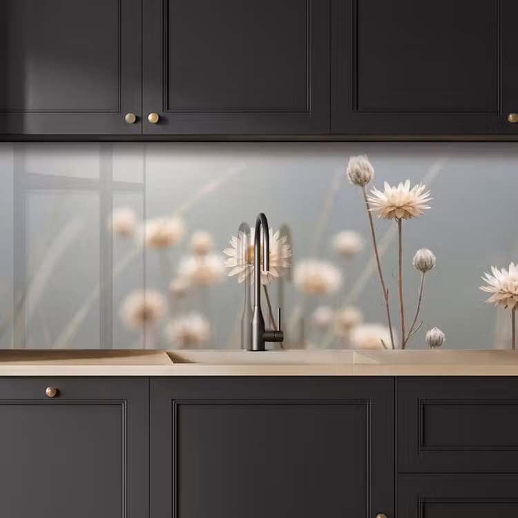 Küchenrückwand - Strohblumen - Weiß - Tageslicht — 6