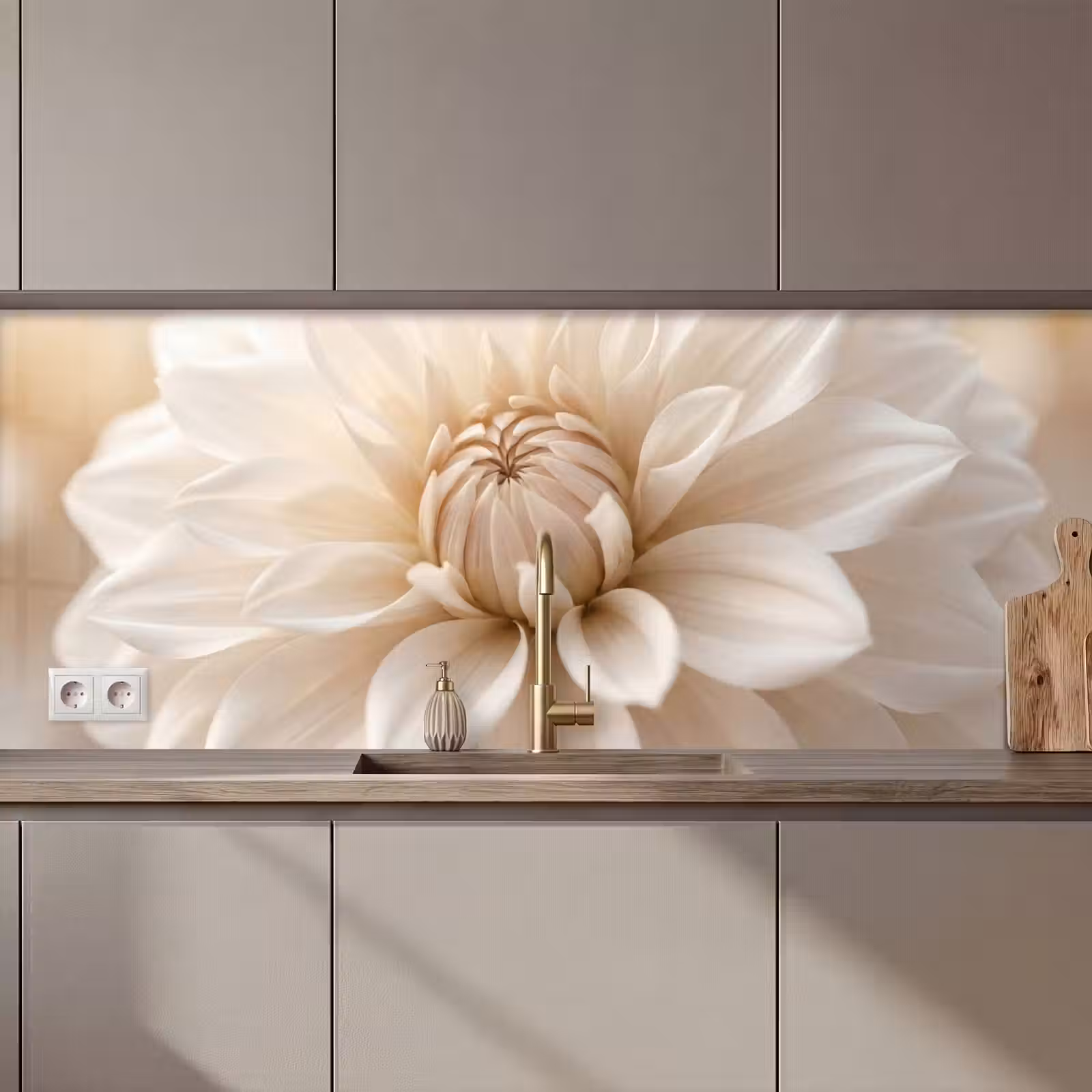 Küchenrückwand - Blume - Dahlie - Weiß — 1
