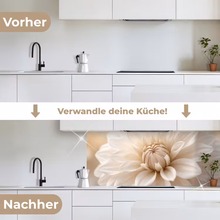 Küchenrückwand - Blume - Dahlie - Weiß — 3